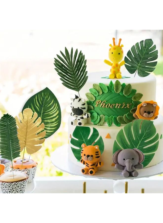Green Artificial Tropical Palm Leaves Monstera Safari Jungle Decor Set 82 Pcs - Image 4